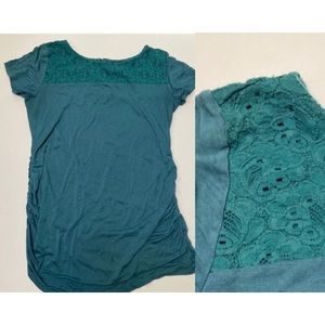 Motherhood maternity floral lace neck top S